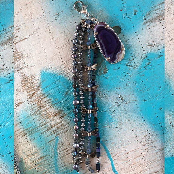 🦄 Beaded Bling Purse Bag Geode Charm Keychain - Picture 2 of 14